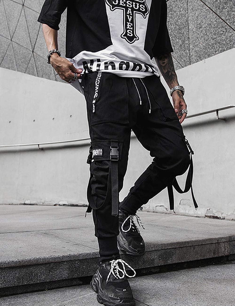 Men'S Punk Rock Street Harem Pants, Hip Hop Techwear Jogger Sport Pants