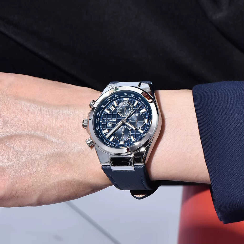 2024 New Men'S Quartz Watch Top Luxury Men'S Watch Chronograph Clock Waterproof Leather Men'S Luxury Watch