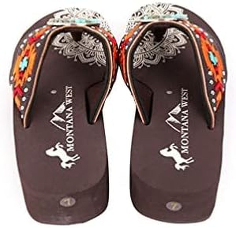 Flip Flops for Women Wedge Flip Flops Western Wedge Sandals Bling Flip Flops Beach Sandals SE101*S099CF*6