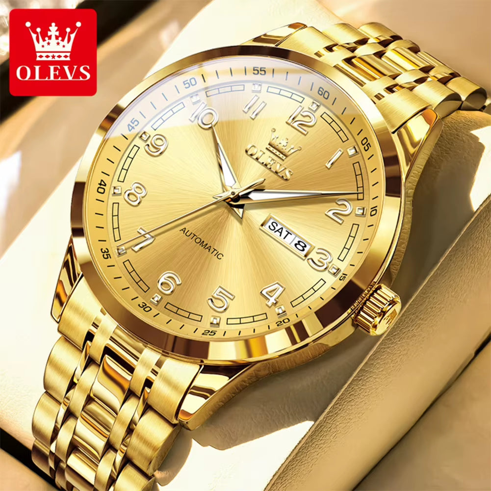 Luxury Watch for Men Automatic Mechanical Wristwatches Classic Men Watch Waterproof Gray Dial Luxury Brand Date Week 7077