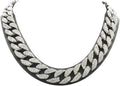Men’S Iced Out Hip-Hop Silver Tone Bling Bling Rappers Cuban Link Chain Choker Necklace - CN2020