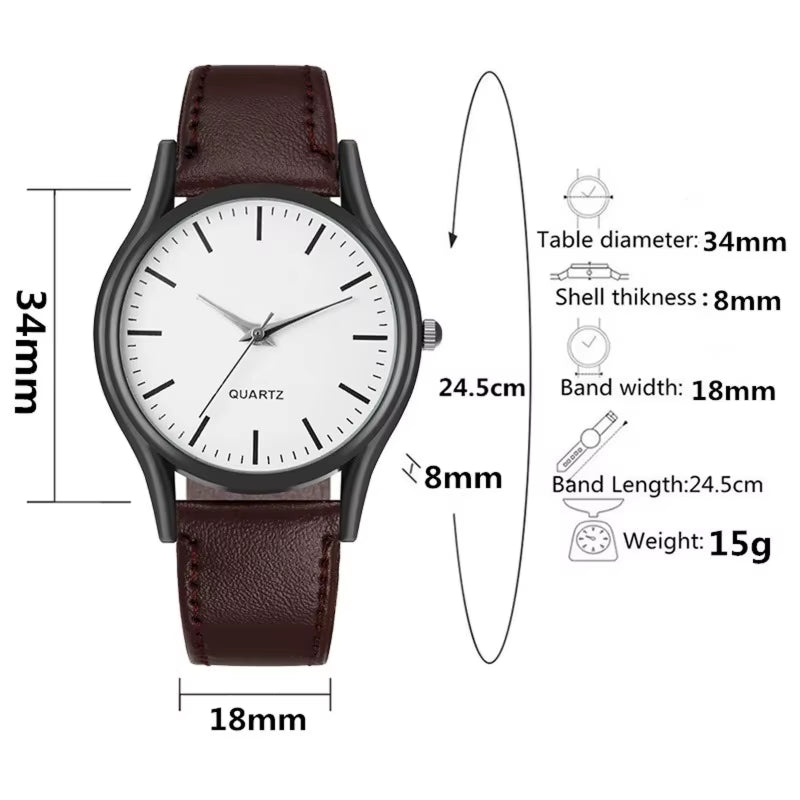 Couples Watches Men'S Watches Leather Wrist Watch Men Woman Quartz Watch Daily Business Office Hand Jewelry Accessories Gift