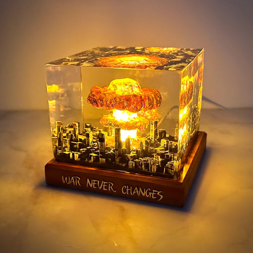 Atomic Bomb Diorama Lamp: Nuke Explosion Resin Art, Epoxy Resin Art, Storm Cloud Lamp, Gift for Him, Fathers Day