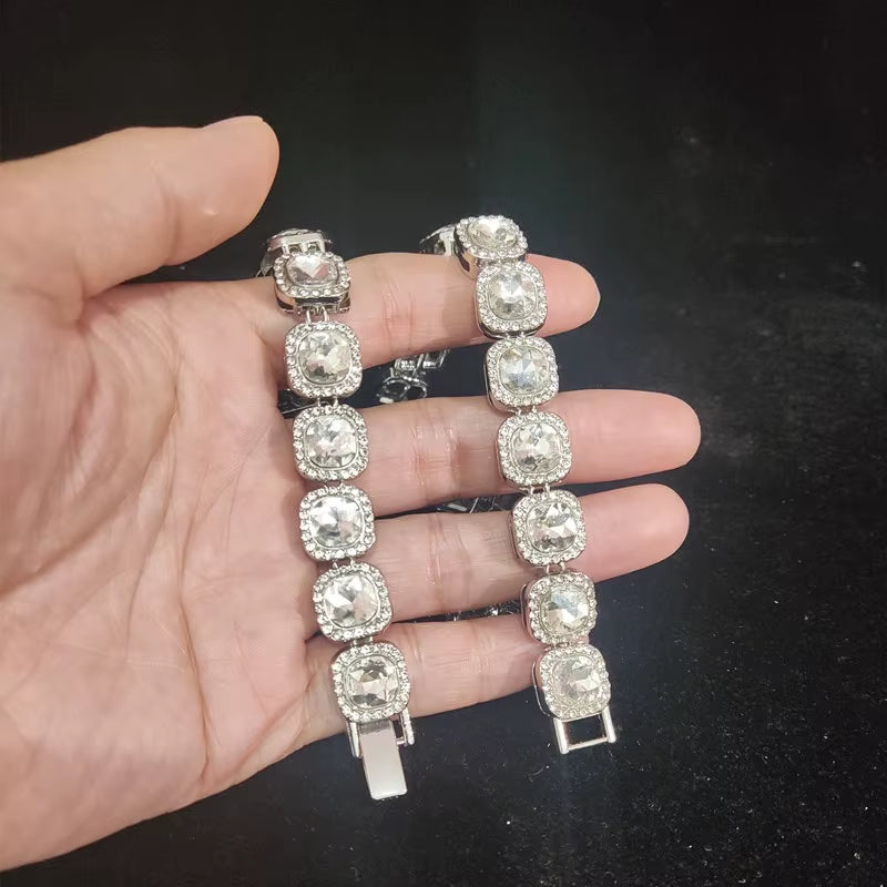 Men Women Hip Hop Chain Necklace 12.5Mm Width Square Chain Iced Out Bling Bling Hiphop Necklaces Fashion Charm Jewelry