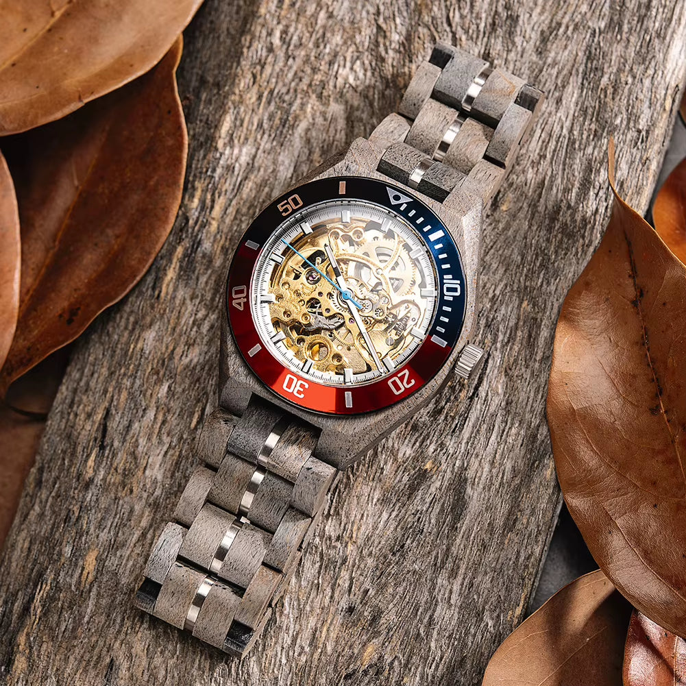 Relogio Masculino Watch for Men Luxury Brand Wooden Automatic Mechanical Watches 42 Mm Stainless Stee Custom Gift