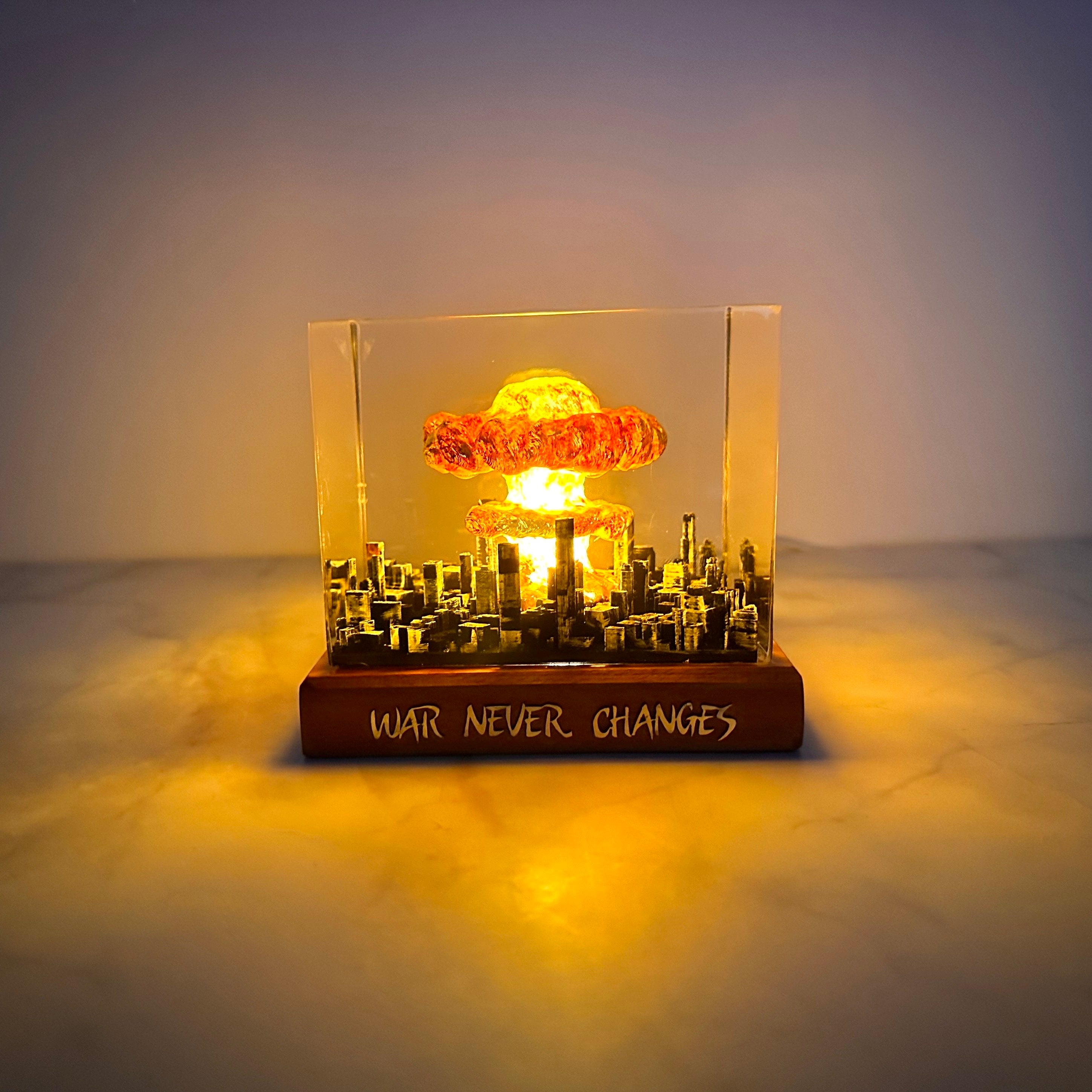 Atomic Bomb Diorama Lamp: Nuke Explosion Resin Art, Epoxy Resin Art, Storm Cloud Lamp, Gift for Him, Fathers Day