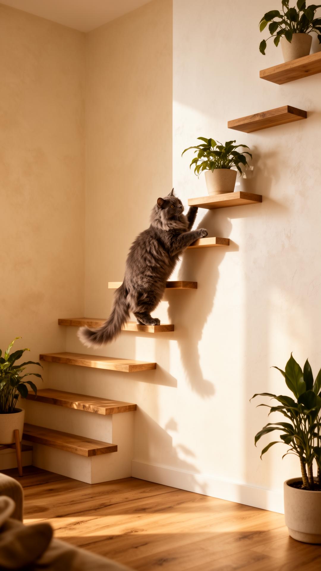 Cat climbing the LUMA system