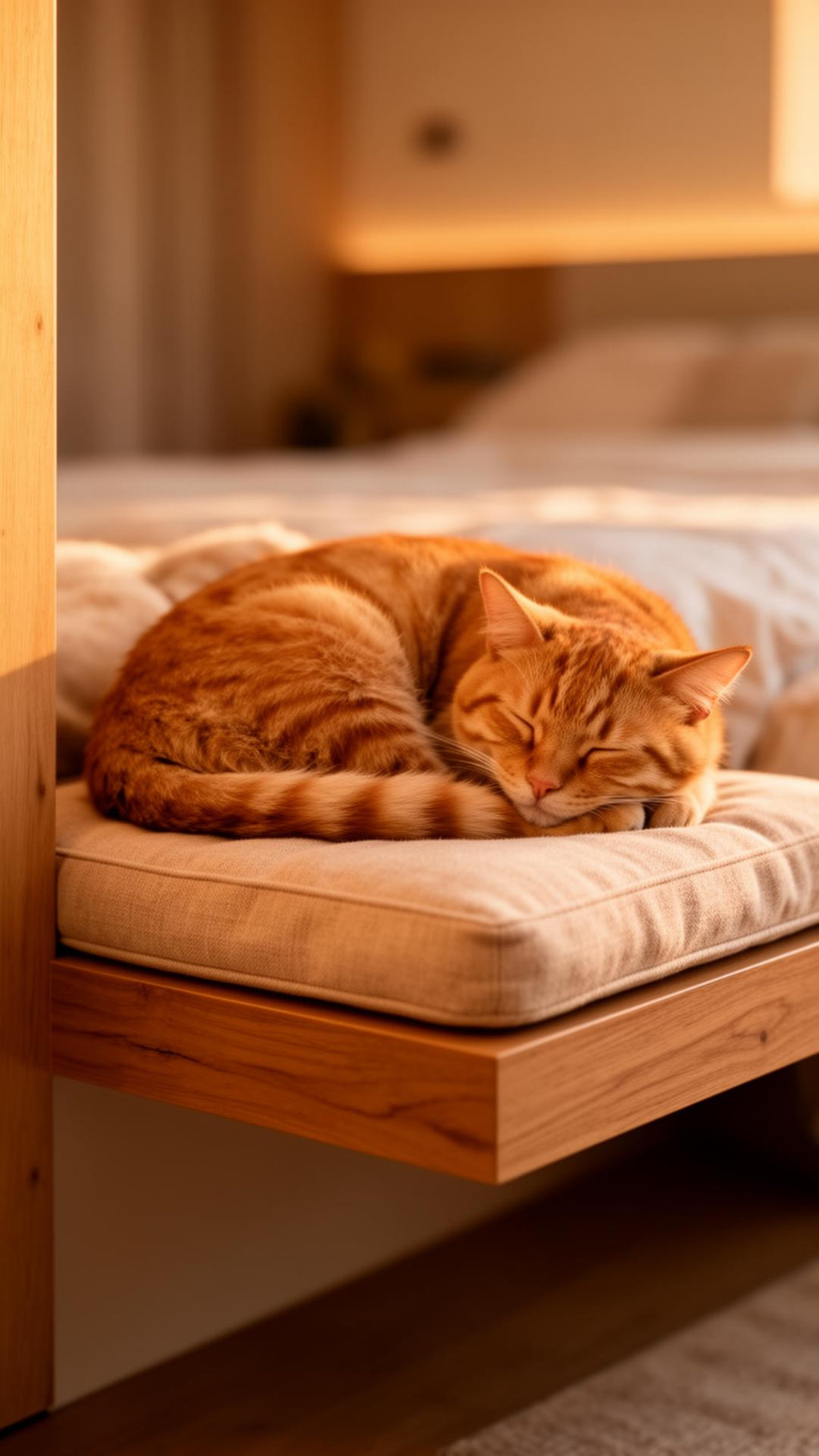 Cat sleeping on LUMA platform